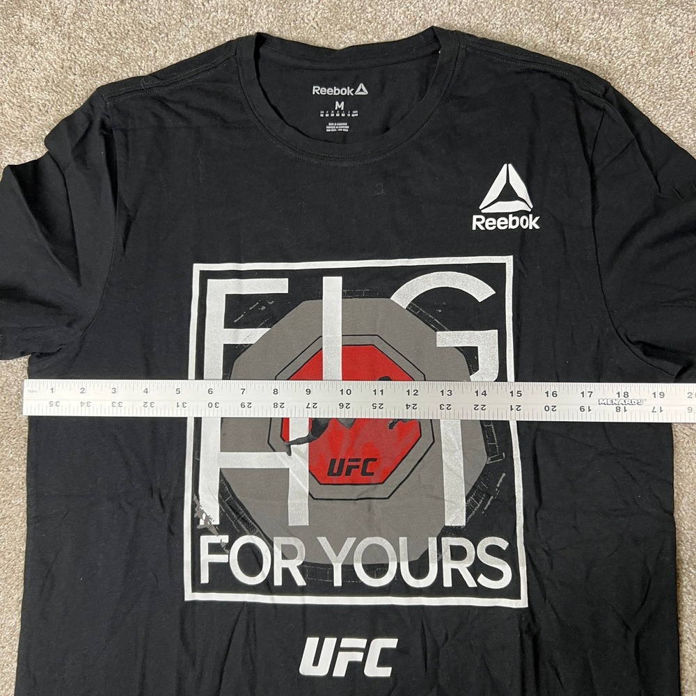 Reebok UFC Mens Medium Black Fight For Yours Graphic T-Shirt MMA Short‎ Sleeve - Picture 6 of 6